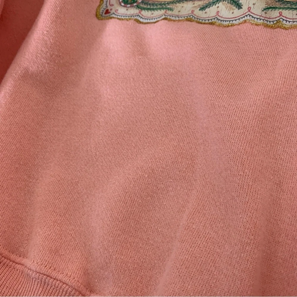 Vintage Pink Peach Christmas Crewneck Sweatshirt Sweater Printed Santa
